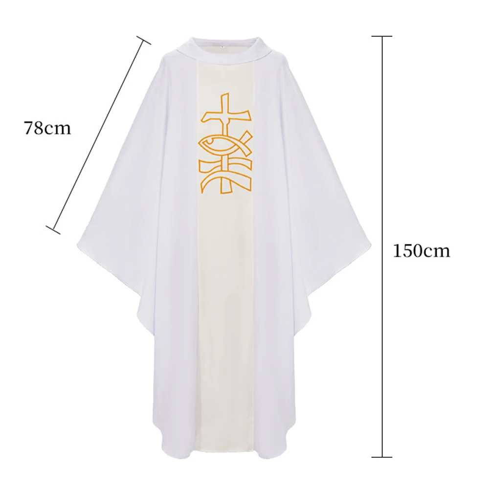 Abito da Sacerdote, Veste Religiosa Cattolica, Mantello da Pastore Cristo, Veste da Massa per Uomo, Abito Stampato, Costumi di Halloween - immagine 6