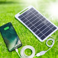 Panneau solaire 2W 5W avec USB, étanche, pour randonnée en plein air et Camping, batterie Portable, batterie de chargement pour téléphone Portable, panneau de charge 5V 1