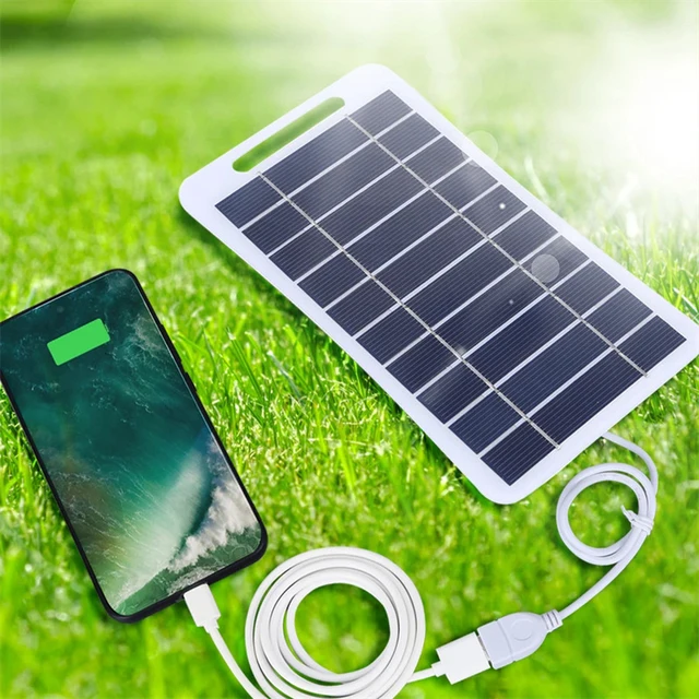 Panneau solaire 2W 5W avec USB, étanche, pour randonnée en plein air et Camping, batterie Portable, batterie de chargement pour téléphone Portable, panneau de charge 5V 1