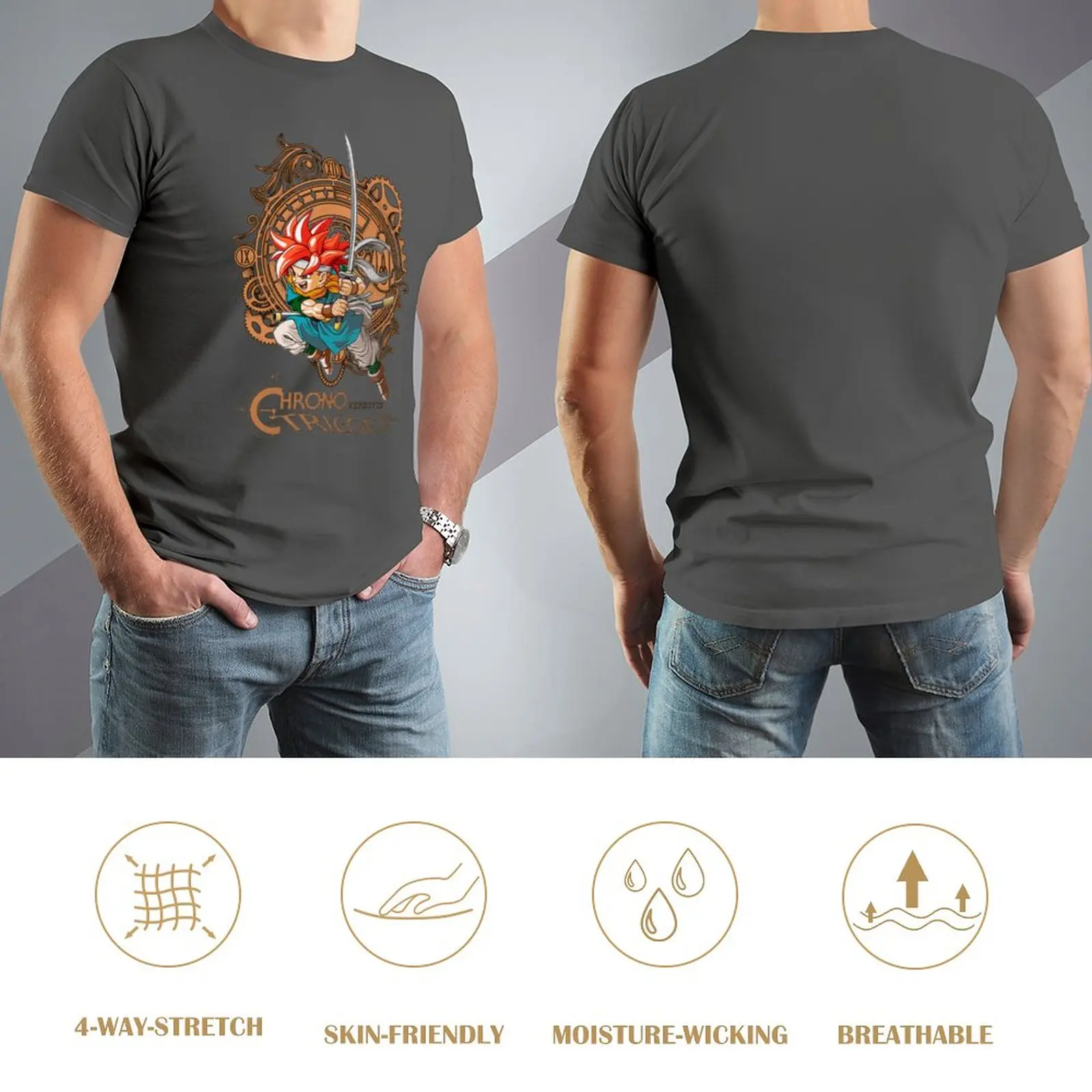 クロノトリガー-メンズグラフィックTシャツ、サマートップ、ヒップ