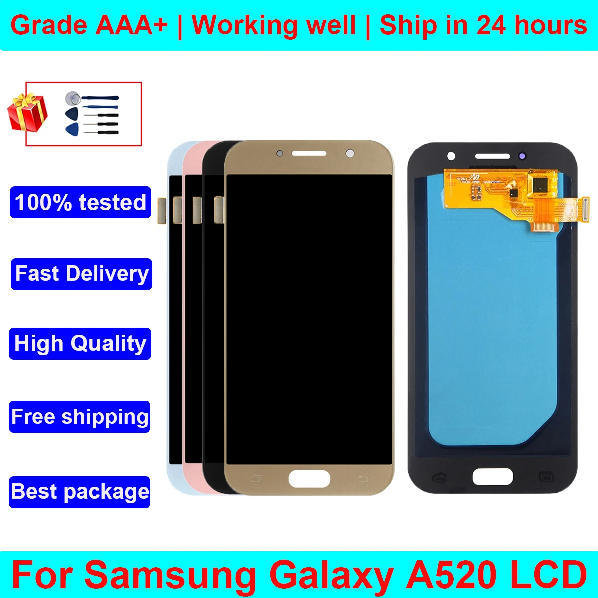 OLED-дисплей 5 2 дюйма для Samsung Galaxy A5 2017 a520 SM-A520F A520M A520K A520 ЖК-дисплей и сенсорный экран
