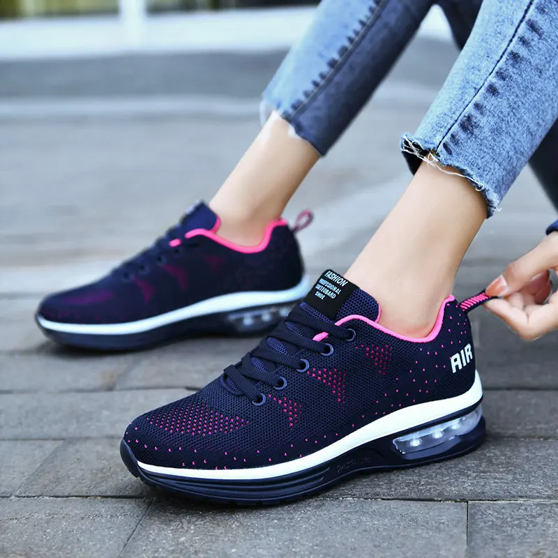 Fashion Sneakers Women Shoes Stretch Fabric Air Cushion Casual Platform Shoes Ladies Loafers New Student Sports Shoes Very Light