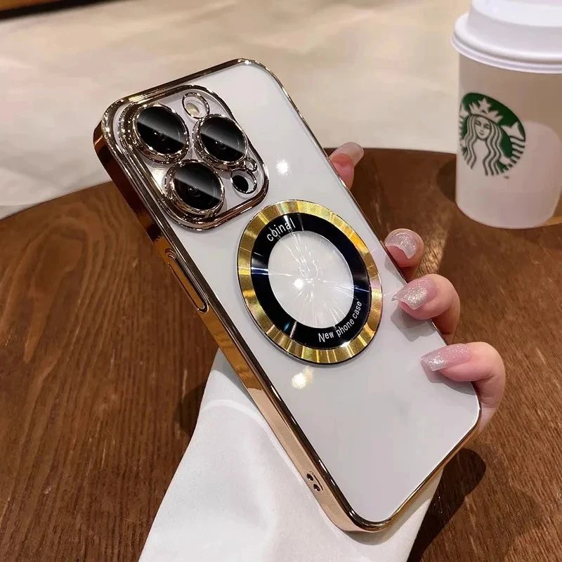 thumbnail image 1 of Fashion For Magsafe Cases For iPhone 15 14 13 12 11 Pro Max Plus Magnetic Case Plating Clear Soft Silicone Wireless Charge Cover, 1 of 5