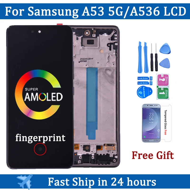 

Дисплей AMOLED 6,5 дюйма для Samsung A53 5G A536 A536B, ЖК-дисплей, сенсорный экран с рамкой, дигитайзер в сборе, запасные части