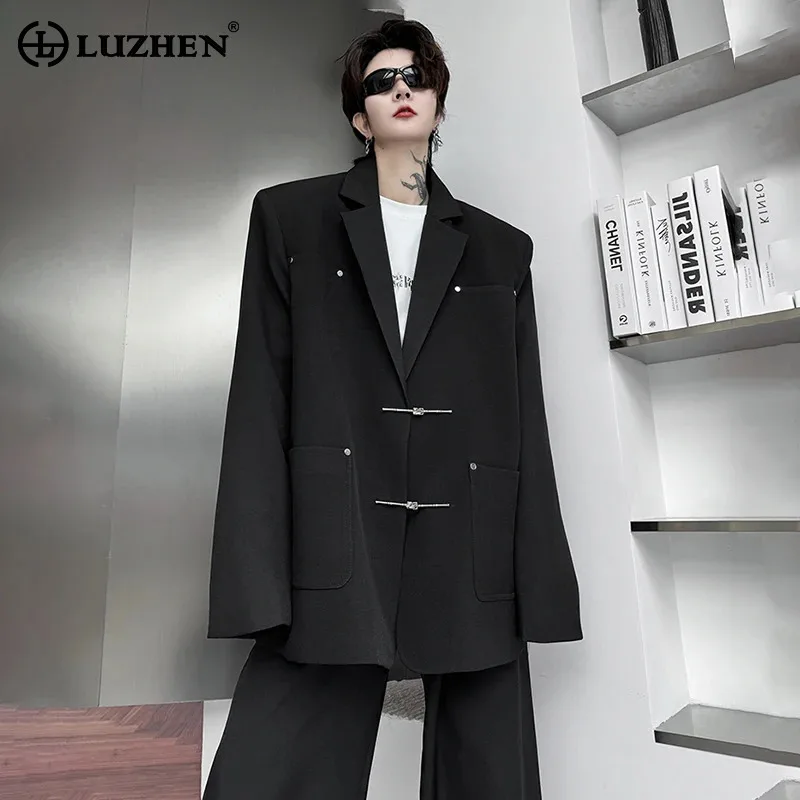 

LUZHEN Fashion New Metal Buckle Decorate Suit Jackets Trendy Elegant Men's Original Blazers Korean Reviews Many Clothes LZ2225