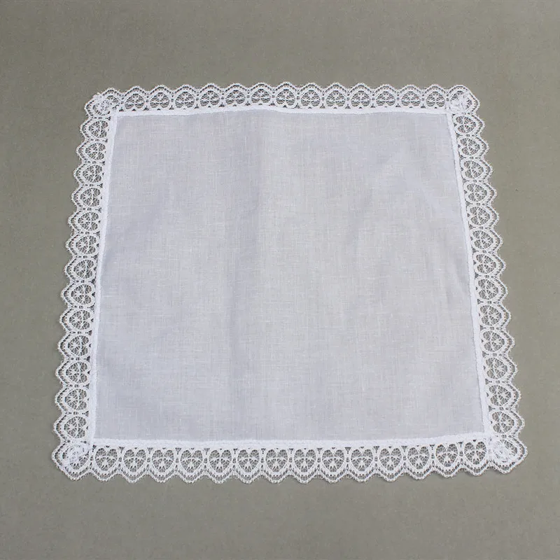 8pcs/lot Heart side handkerchief cotton handkerchief pure white small handkerchief hand graffiti DIY lace handkerchief