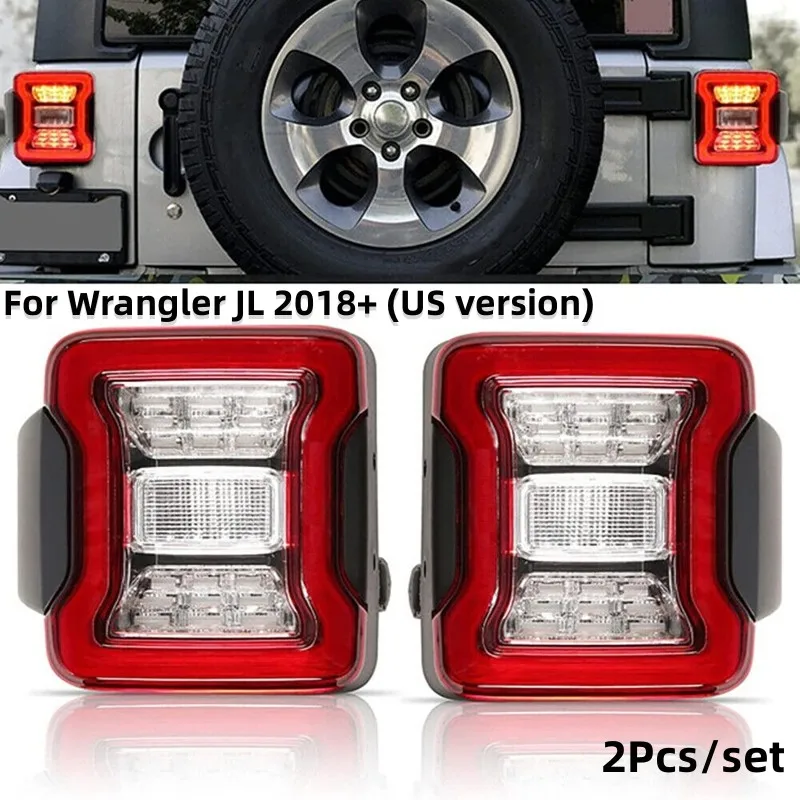 

2Pcs/set LED Tail Light Double Flashing Running Light Start Brake Light Reversing Lamp for Wrangler JL 2018+ (US Version)