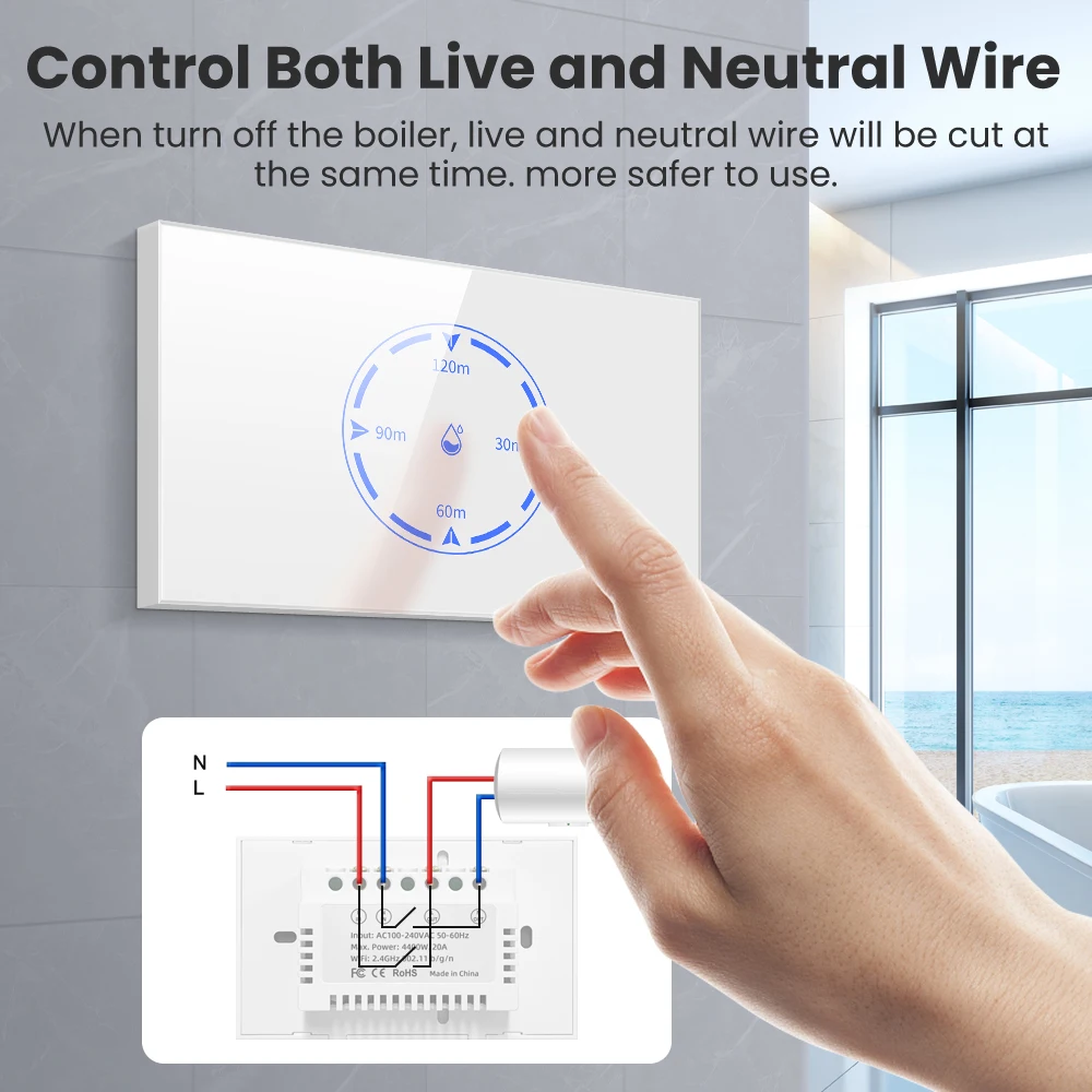 WiFi Smart Boiler Switch,Israel Stand Switch with Energy Monitor,Work for Alexa