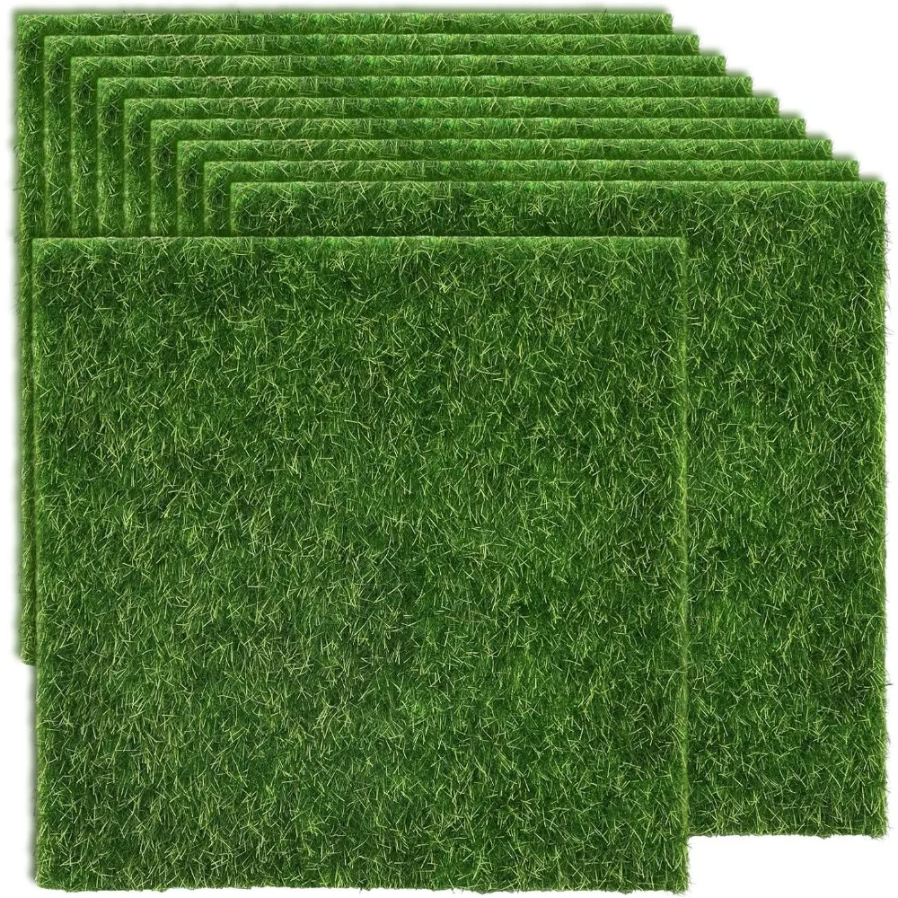 

10 PCS Fairy Artificial Grass, 6" X 6" Miniature Fake Garden Grass Ornament Garden Dollhouse DIY Decoration