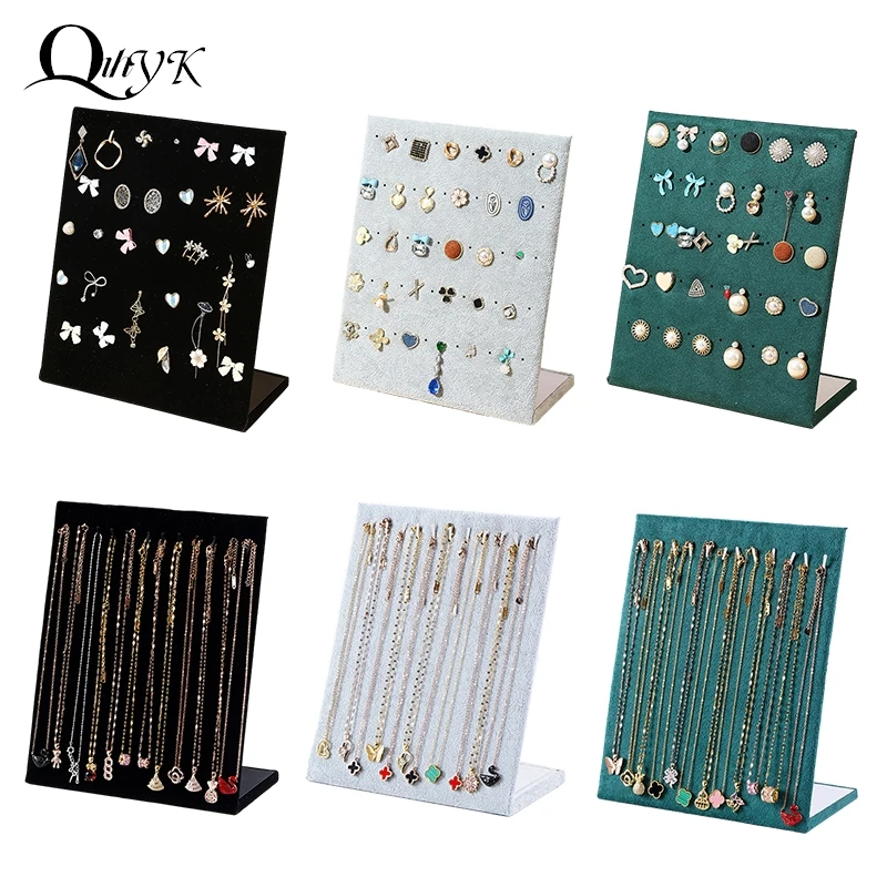 

Flannel Necklace Pendant Display Stand Earring Display Board Women Jewelry Rack Bracelet Storage Holder Dangler Eardrop Shelf