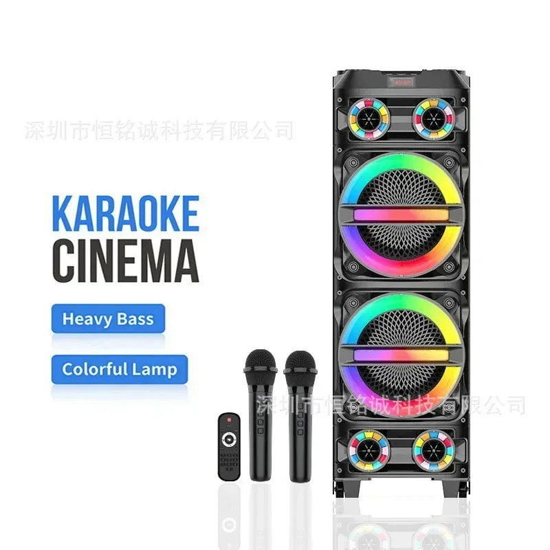 

Dual 8-inch Portable Bluetooth Speakers for Outdoor Stroller Sound DJ Party Karaoke System Stereo Bass Speaker with LED FM/TWS