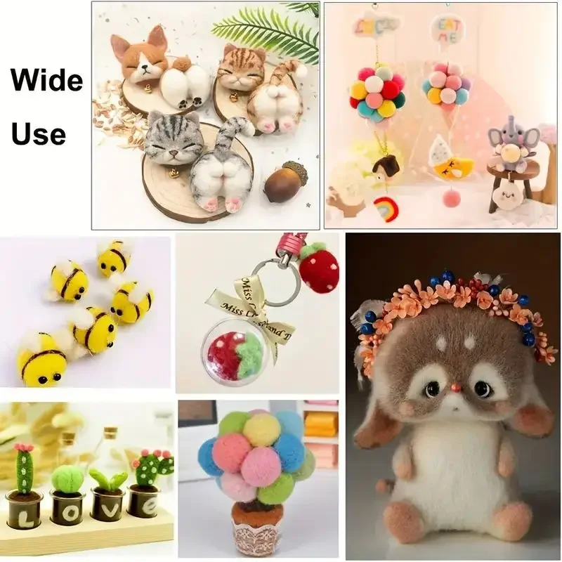 Wool Felting Kit Needle Felt Kit Needle Felting Wool Wool Felt Accessories Needle Felting Kit Wool Roving DIY Craft Wool Fibre Needle Felting Starter Handcraft Kit Fabric Materials Accessories