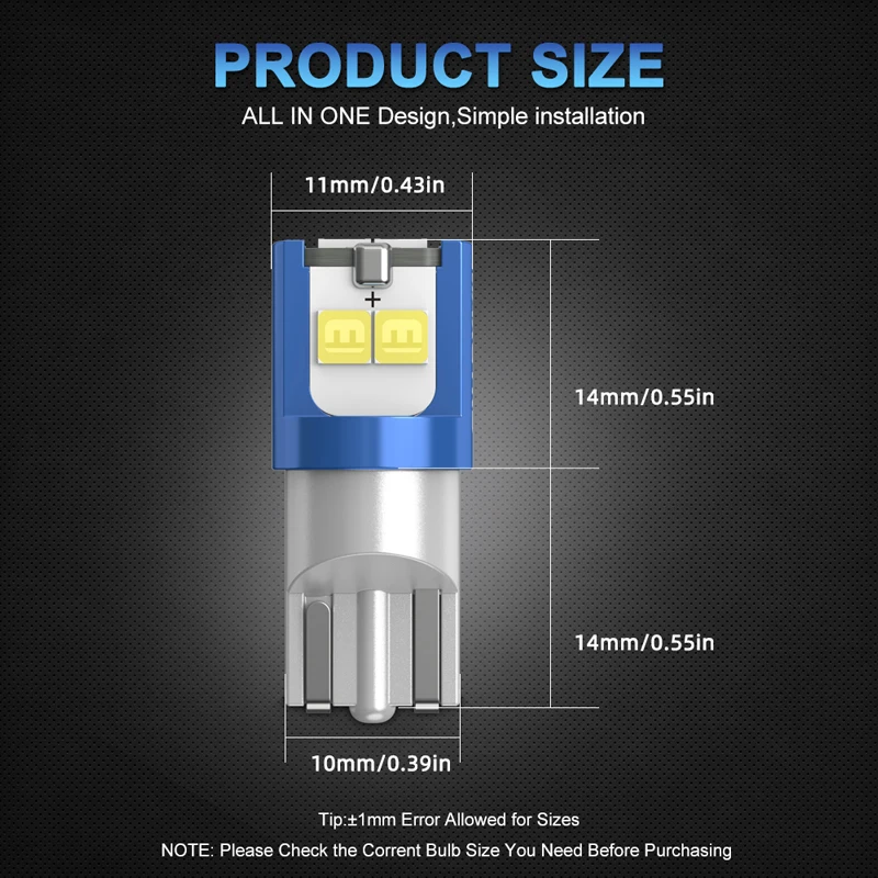 W5W 3030 SMD ڵ T10 LED 194 168  ü   , Ŭ  ȭƮ  , 2 