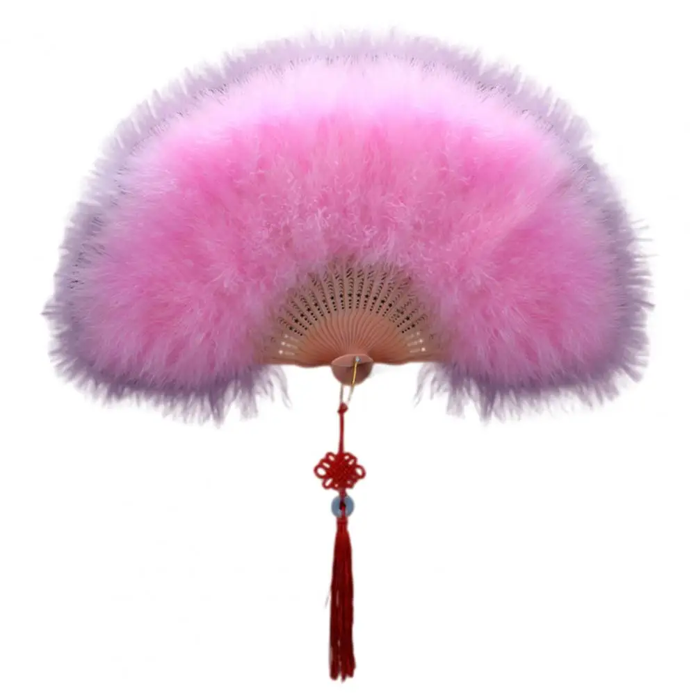 Abanico De Plumas Plegable Tallado Hueco Con Borlas – Elegante Y Decorativo Para Fiestas Y Fotos