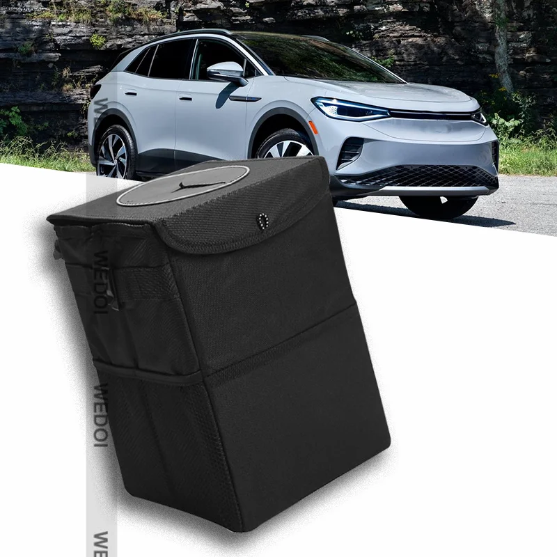 

Car Trash Bin Hanging Vehicle Garbage Dust Case Storage Box Black Oxford Fabric for VW ID4 CROZZ Auto Interior Accessories