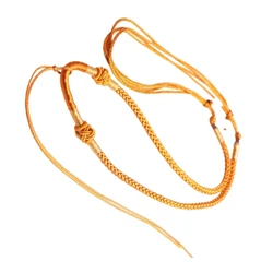 Handwoven Rope Necklace with Bead and Adjustable Braided Cord - Textured Jewelry (Yellow)