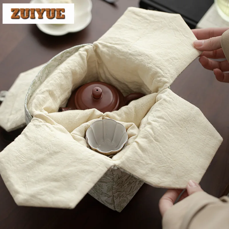 Handmade Brocade Fabric Tea Cozies Japanese Insulated Teapot Tea Cozy for Teapot Hand Bag Travel Set Bag Cha Supplies Craft