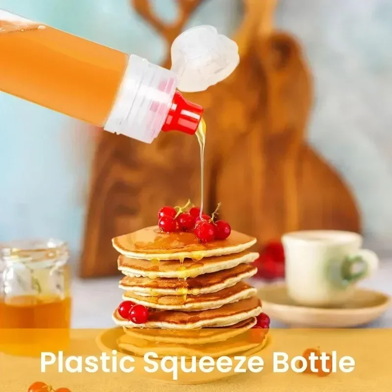 5/1PCS Plastic Honey Squeeze Bottle Kitchen Salad Dressing Dispensers Efillable Condiment Containers Non-Drip Honey Dispenser