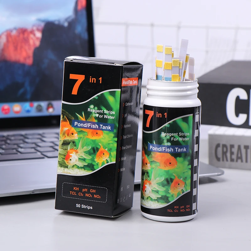 7 In 1 Aquarium Test Strips Fish Test Set Aquarium Water Hardness Strips Emergency Home Easy Testing 50/100Pcs aquarium test strips aquarium water quality testing agent