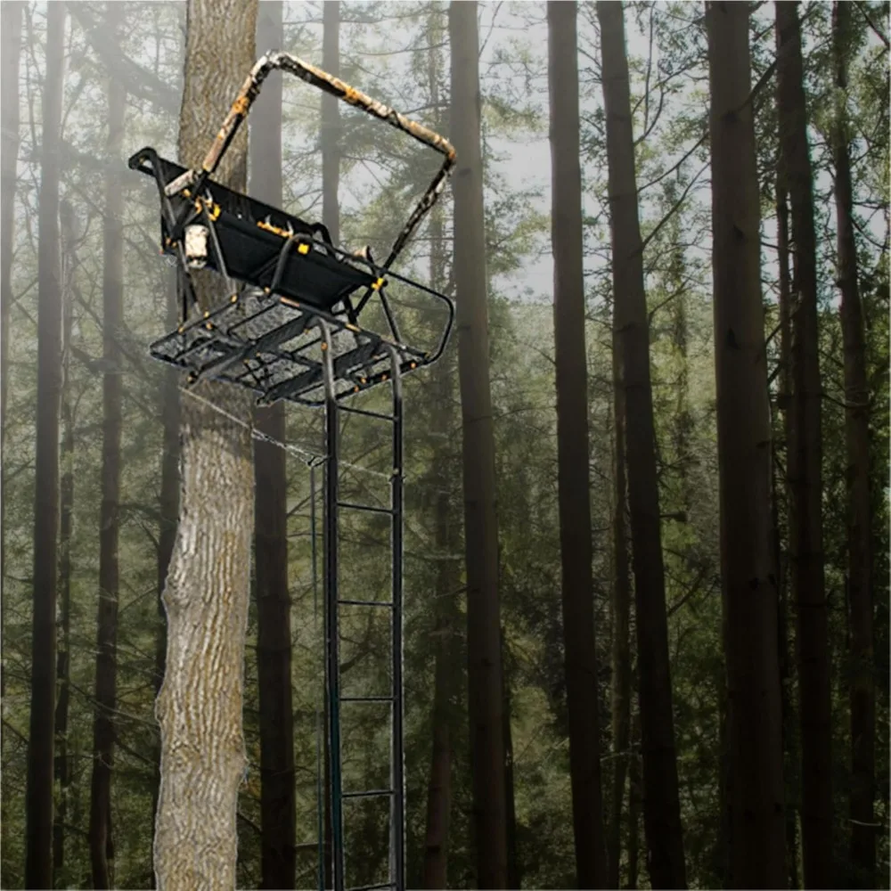 MUDDY Nexus XTL Steel Ladder Tree Stand for 2-Person Hunting, 20 Feet Height, Supports Up to 500 Pounds with Flex-Tek Seat