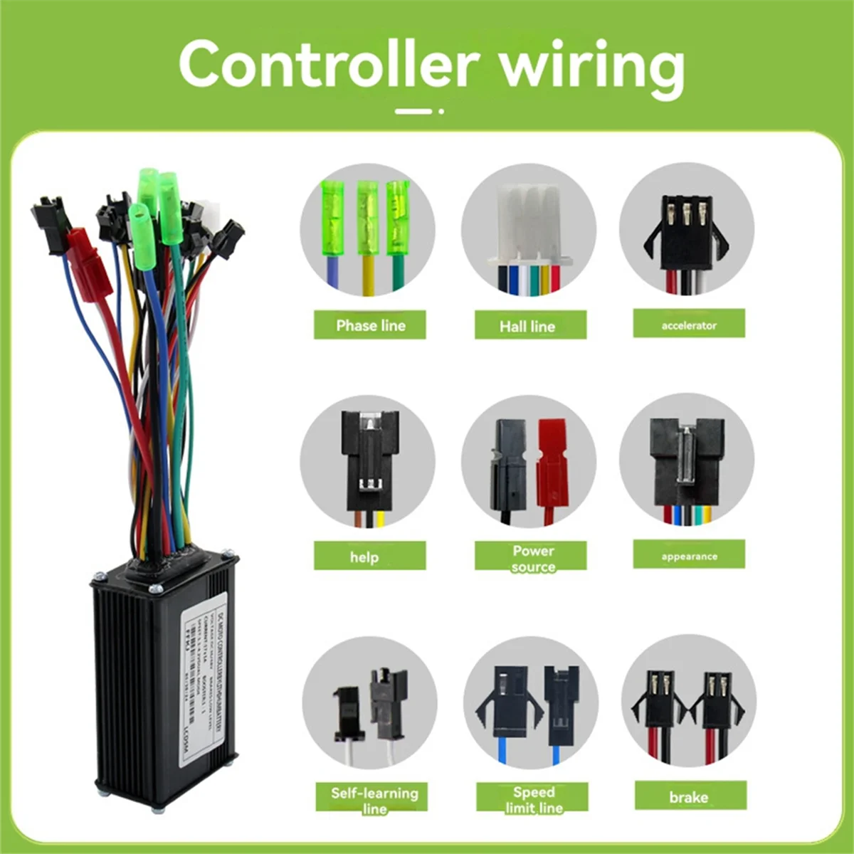 SEMOIC 36V 48V 250W 350W 17A Three Mode Brushless Controller with Speed Limit Line for Ebike Electric Scooter