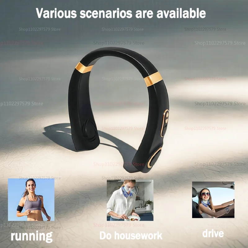 Neck Hanging Fan Portable Bladeless Mini Rechargeable Electric Air Cooler With LED Display For Summer Travel Outdoor Indoor
