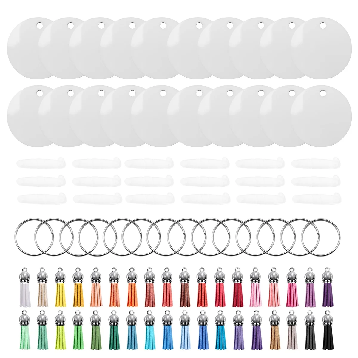 

50 комплектов пустых брелоков для ключей с сублимацией, Набор декоративных этикеток с 2-дюймовыми заготовками для брелоков с теплопередачей