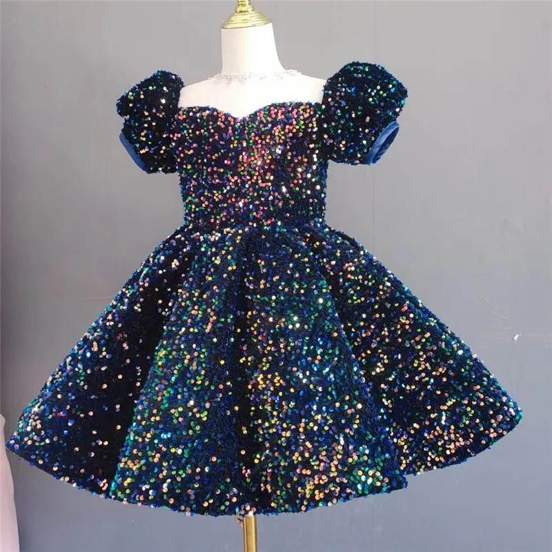 

Navy Blue Dress For Children Luxury Party Dress For Girls Elegant Evening Dresses For Teenage Girls Party Frock For Wedding Kids