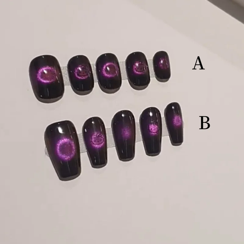 

Hello Kitty, динамическая искусственная Бриллиантовая волна, искусство ногтей ручной работы, фиолетовая искусственная Бриллиантовая броня, оптовая продажа, Съемные женские аксессуары