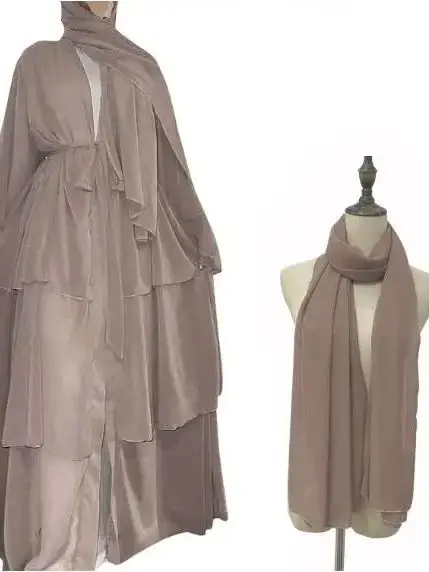 Robe longue en mousseline de soie pour femmes musulmanes, Abaya ouverte, Dubaï, Turquie, Islam, Arabe, Robe musulmane, Caftan marocain
