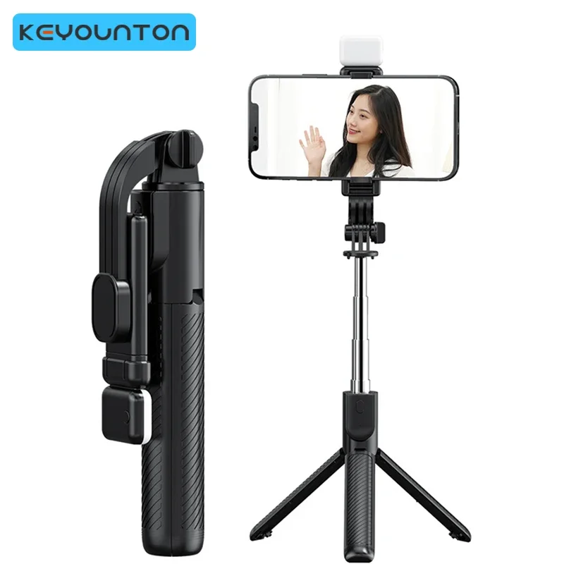 Portable Wireless Bluetooth Phone Telescopic Selfie Stick Tripod With Fill Light for Huawei iPhone 13 14 Pro Android Xiaomi 10 selfie stick cell phone selfie stick smartphone selfie stick