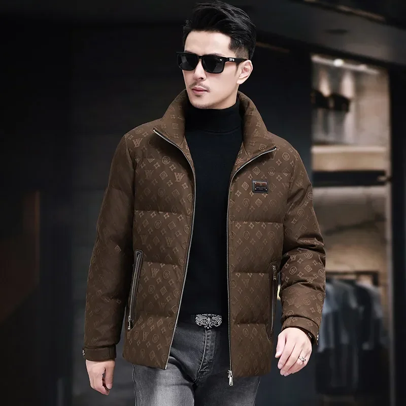 thumbnail image 1 of Chaqueta de plumón ultraligera con cuello alto, ropa de diseñador para hombre, chaqueta de lujo con relleno de pato para hombre, abrigo cálido de invierno para hombre, 1 of 5