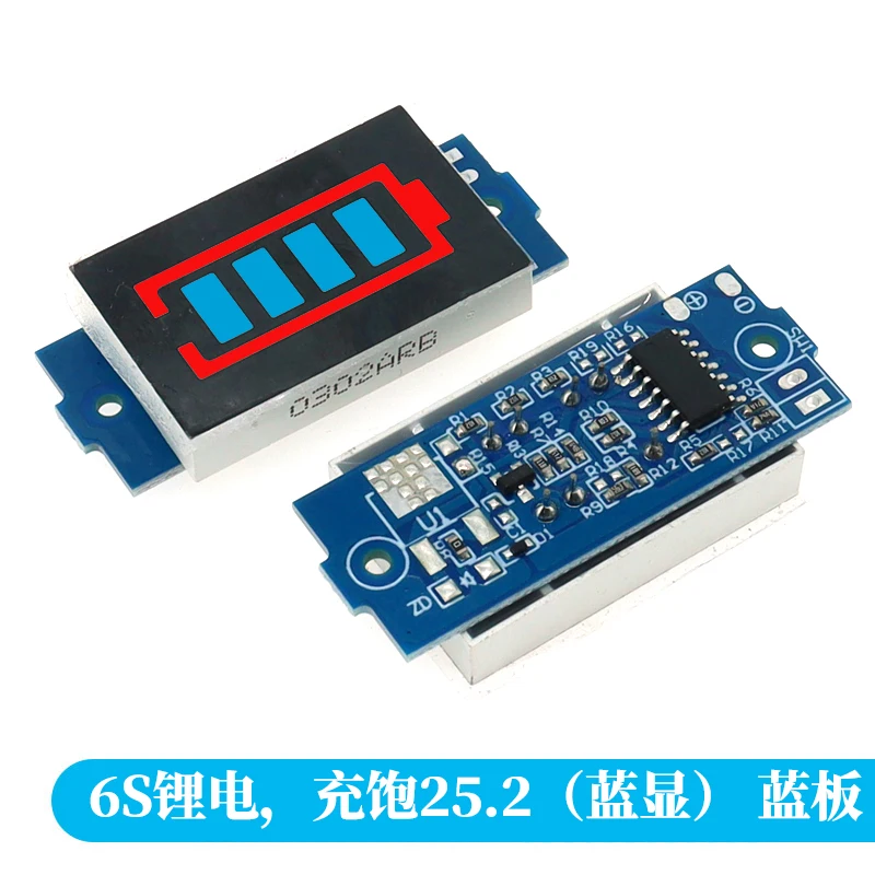 Single 3.7V Lithium Battery Capacity Indicator Module with Blue Display