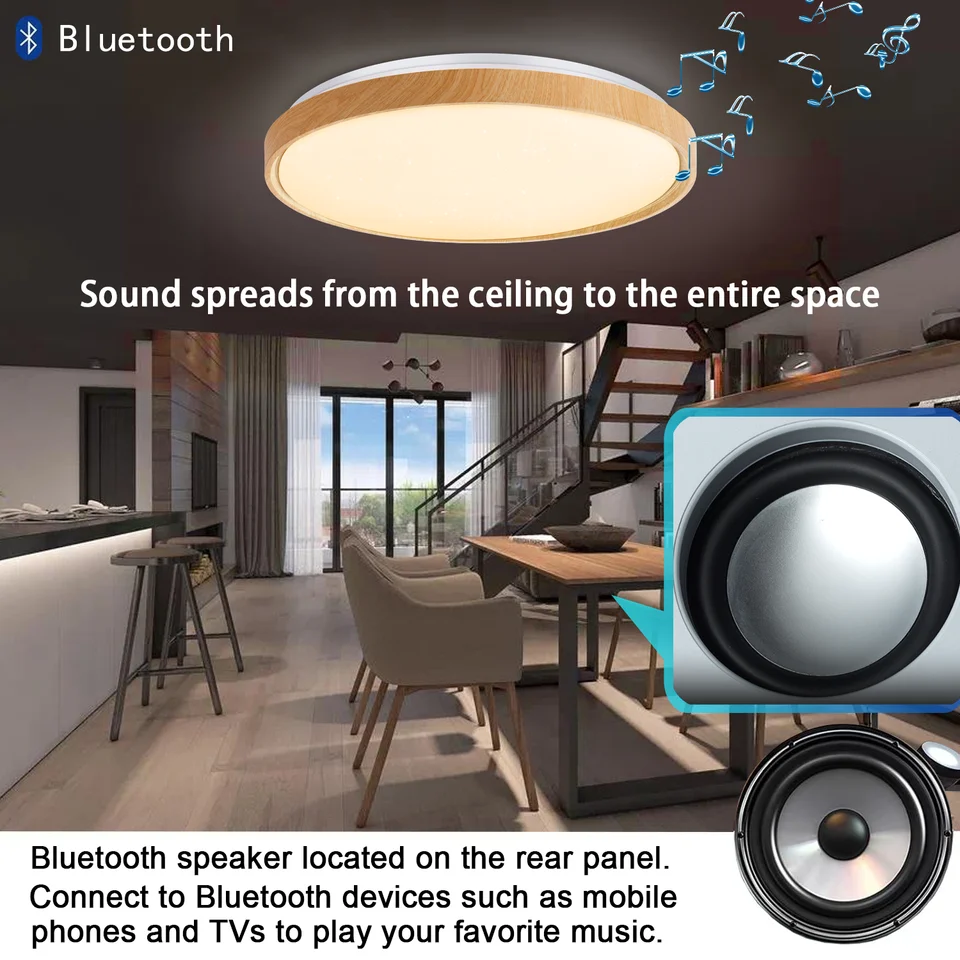 Chysongoods-スマートLEDシーリングライト,Bluetoothスピーカー,wifi