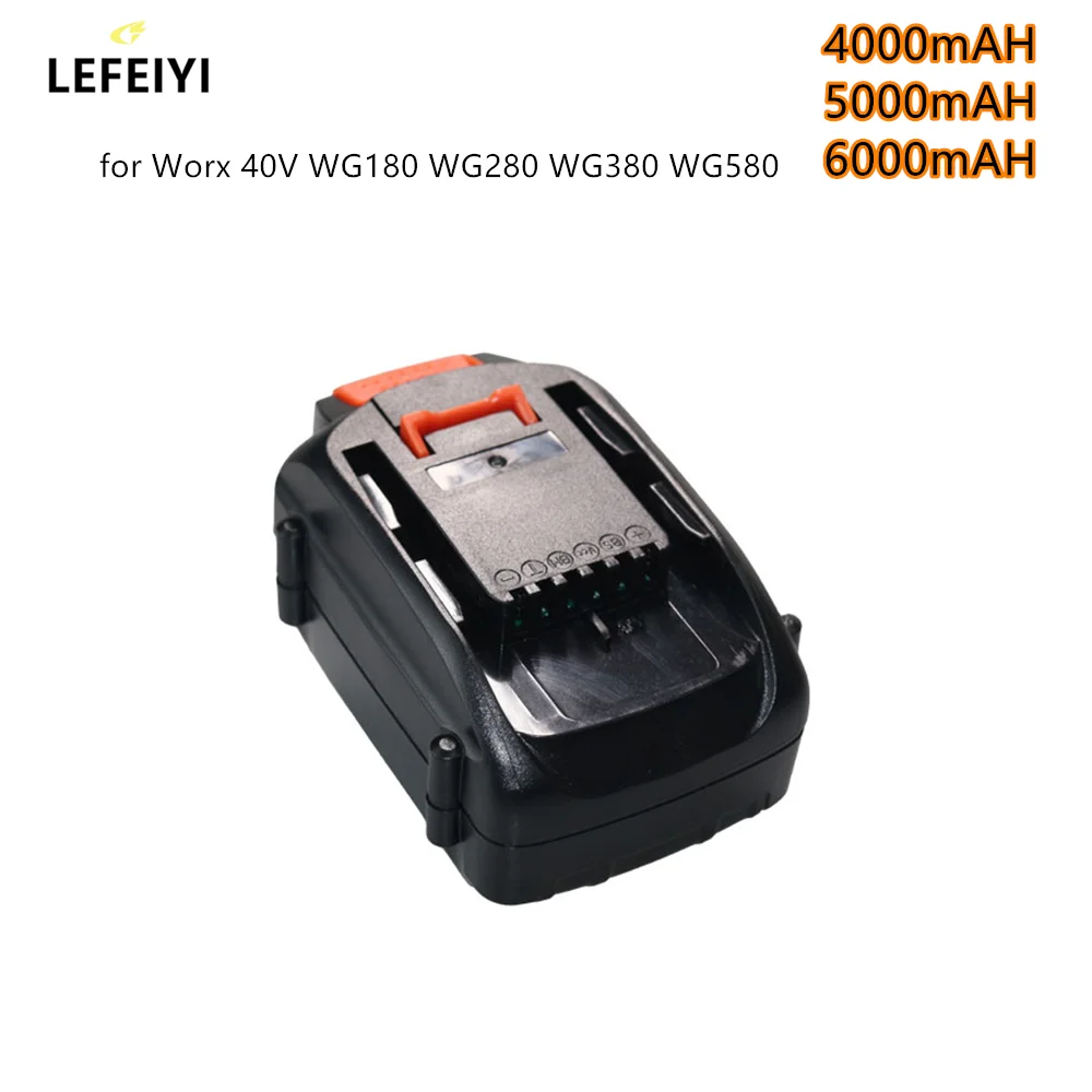 

40V 4.0/5.0/6.0AH Lithium Battery for Worx WG180 WG280 WG380 WG580 40V Lawn Mower Garden Tool