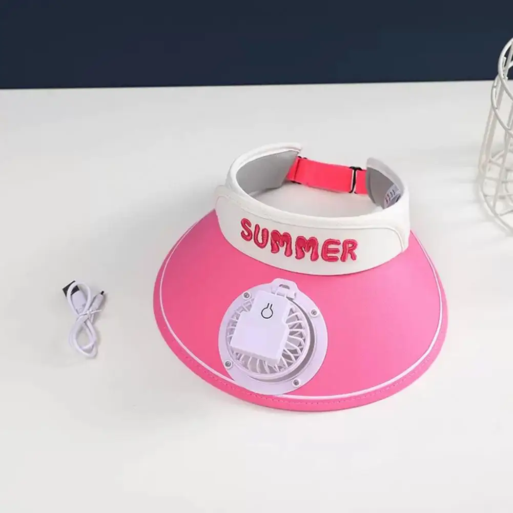 Sommer Kinder Sonne mit Mini Lüfter Leere Top Breite Krempe Visier Wandern Reise Sonnenschutz Mädchen Jungen Outdoor Hut_voghion.com