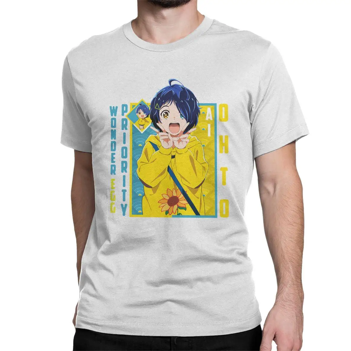 

Men T-Shirts Wonder Egg Priority Ai Ohto Vintage Pure Cotton Tees Short Sleeve Anime T Shirts Crew Neck Tops Plus Size