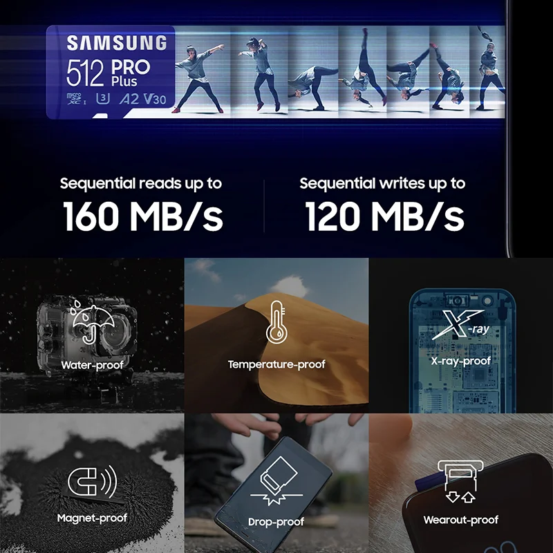 Ｚ-޸ ī  ÷ MicroSD ī, 128GB 256GB 512GB 160 MB/s C10 U3 V30 ũ SD ī  SDXC SDHC Microsd