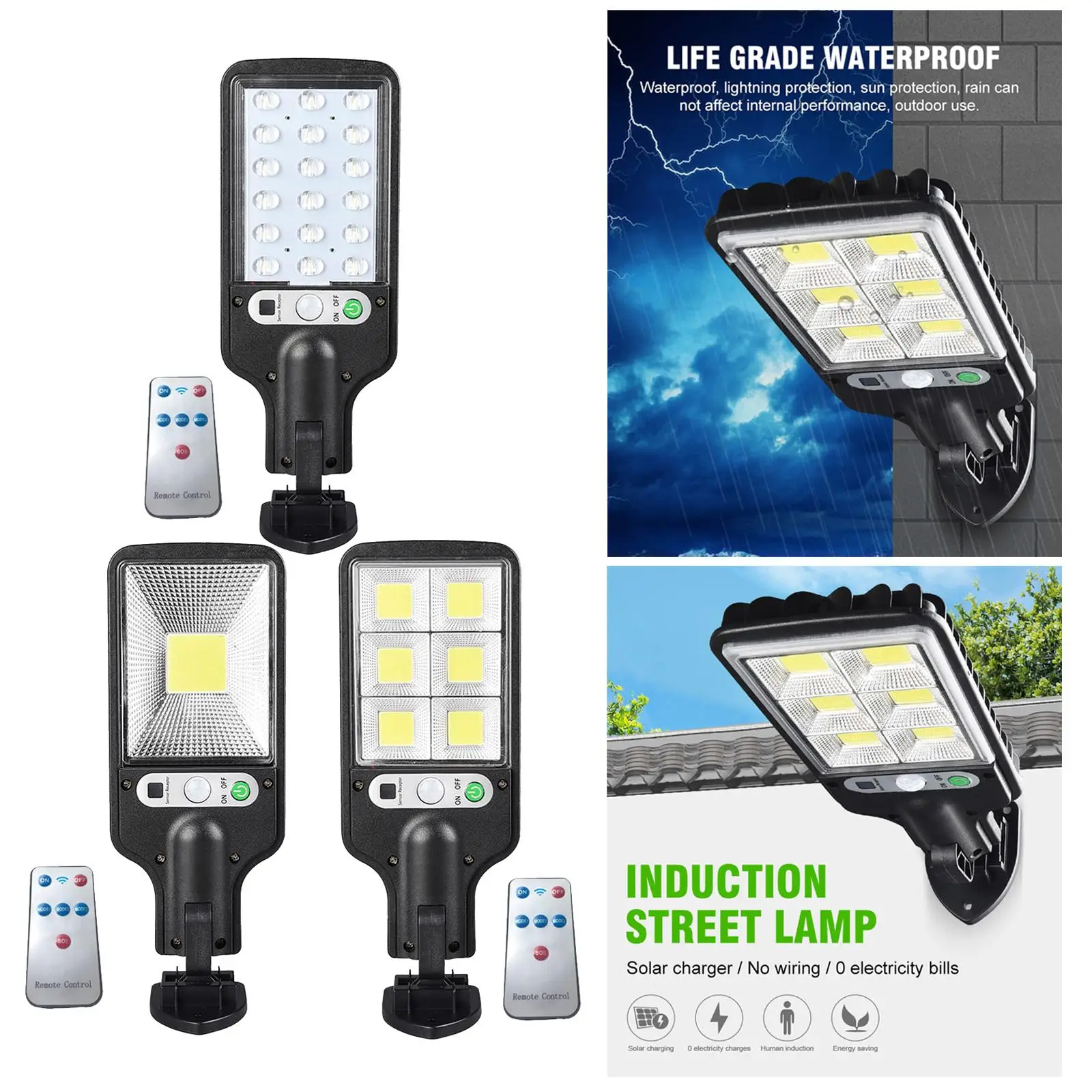 LED Solar Powered Garden Street Wall Light COB Outdoor Lamp Motion Sensor