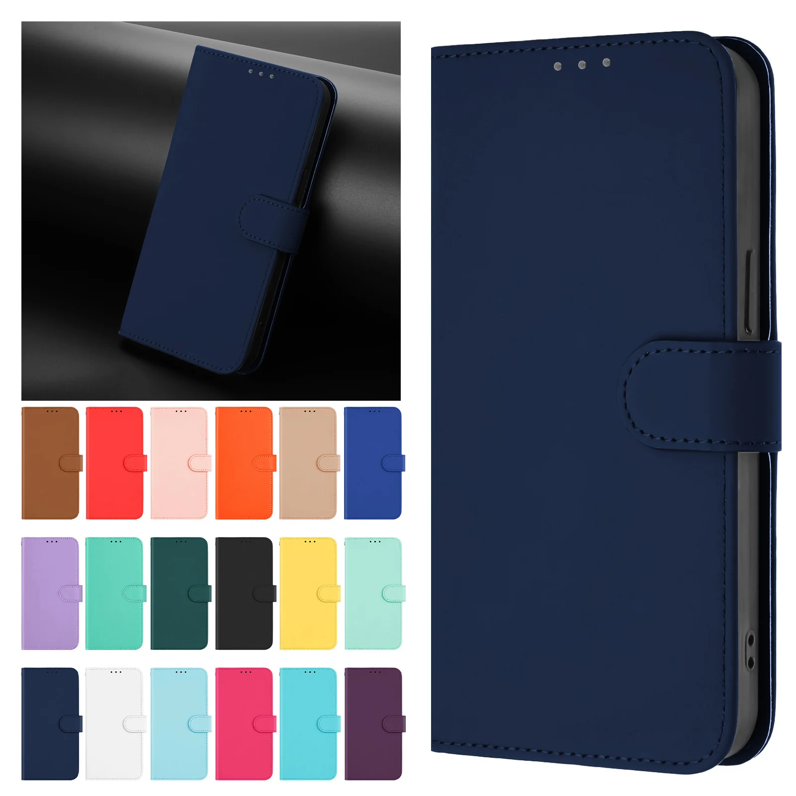 Leather Flip Wallet Phone Cover with Magnetic Closure