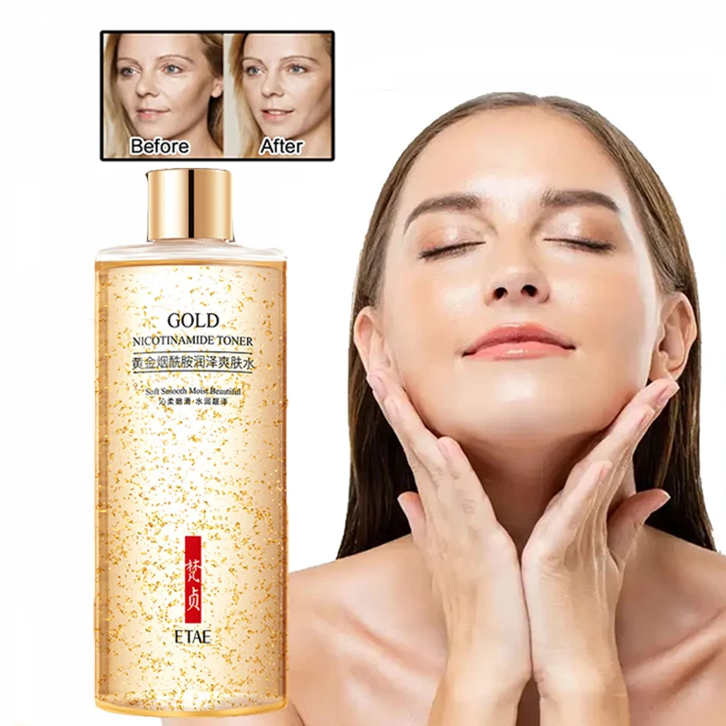 

Тоник никотинамид для лица, 300 мл, 24 К золота, увлажнение, контроль жирности, сужение пор, антивозрастное отбеливание, осветление, тонирование кожи, уход за кожей, вода