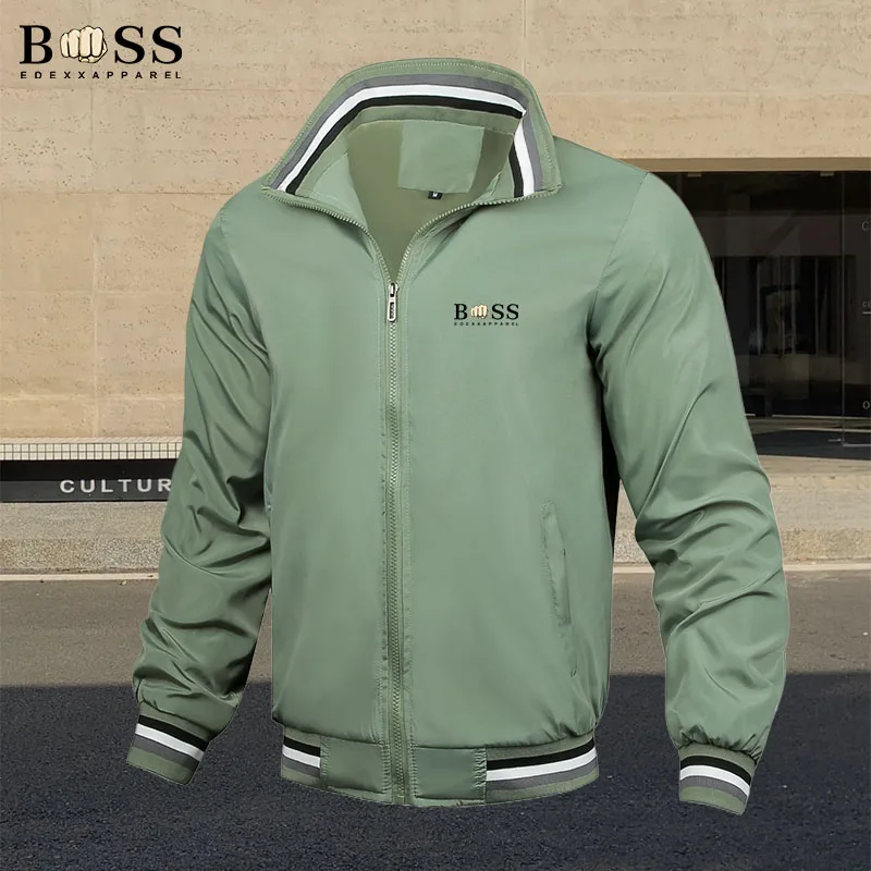 

BSS autumn/winter men's standing collar casual zippered jacket outdoor sports jacket men's windproof jacket