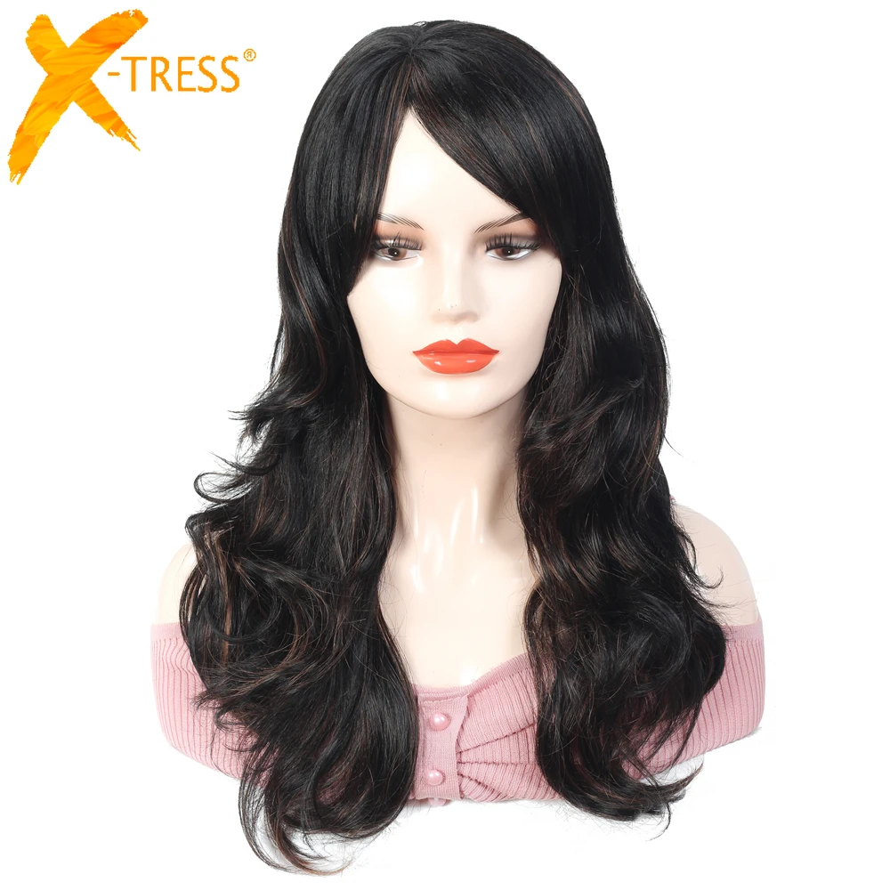 

Blonde Wigs Long Wavy Synthetic Hair With Bang X-TRESS Low Temperature Fiber Hair Wig For Black Women African American Hairstyle