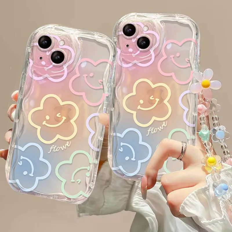 Floral Design Phone Case with Detachable Strap and Lanyard