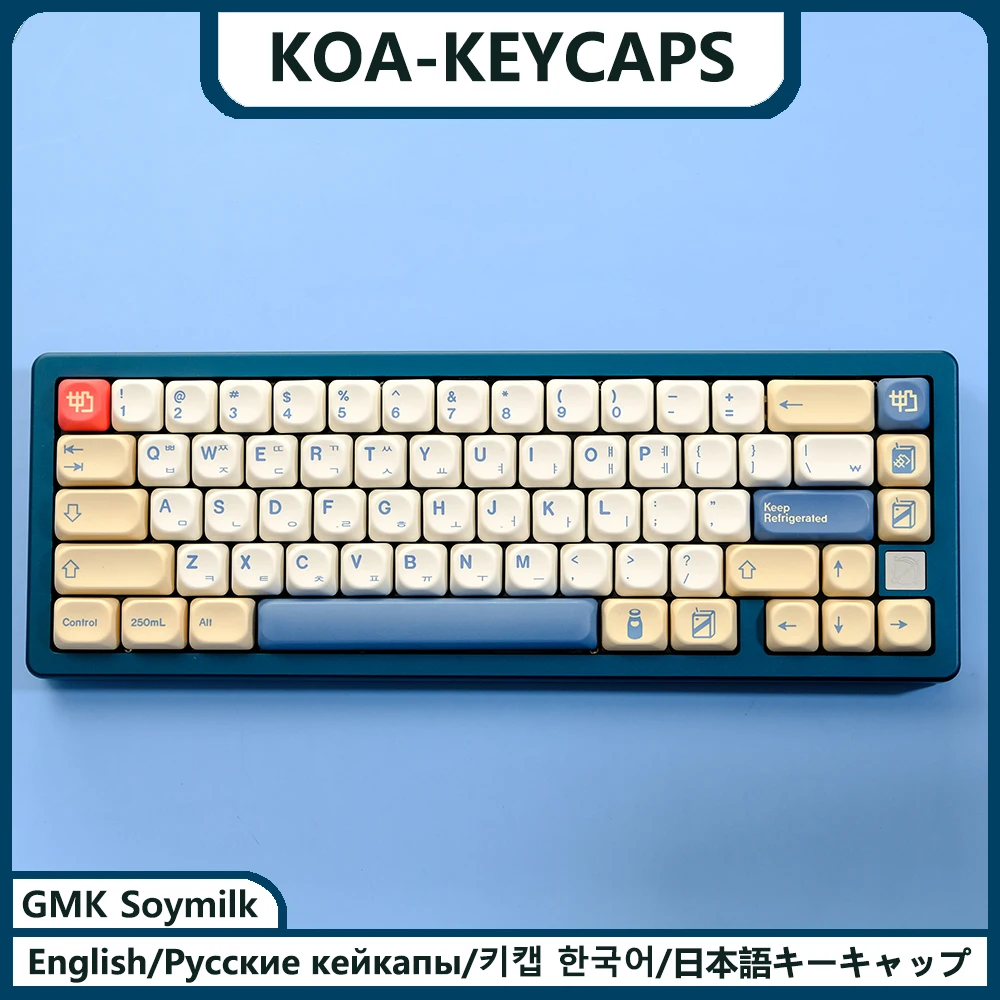 Kbdiy-teclas para Teclado Mecânico Coreano Russo Iso Gmk Soymilk 140 Teclas Pbt Moa Semelhante Japonês Coreano Russo 7u