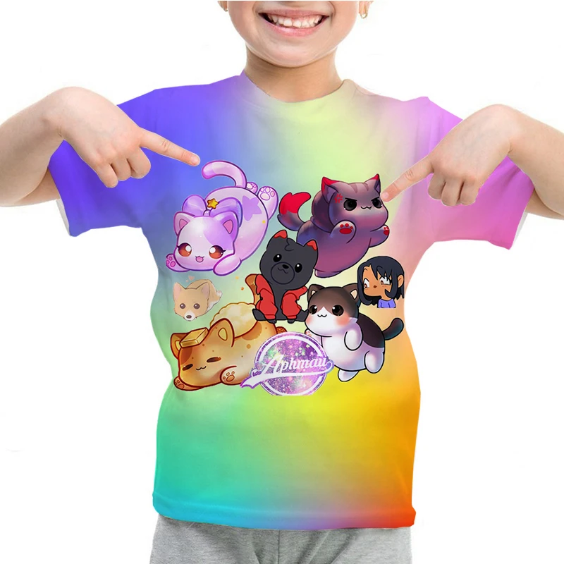 

Cute Aphmau Graphic Children T Shirt Kids Clothing Cartoon Cats T-shirt Toddler Girls Kawaii T-Shirt Boys Short Sleeve Tee Tops