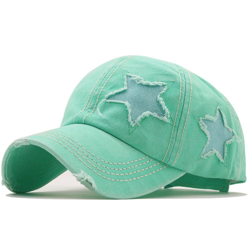 

New Washed Denim Hole Star Baseball Cap Snapback Hats Autumn Summer Fishing Hat For Men Women Caps Casquette Hats