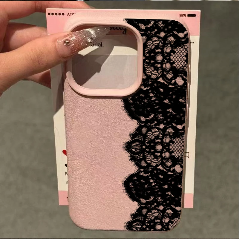 Elegant Black Lace Flower Pattern Phone Case Cover