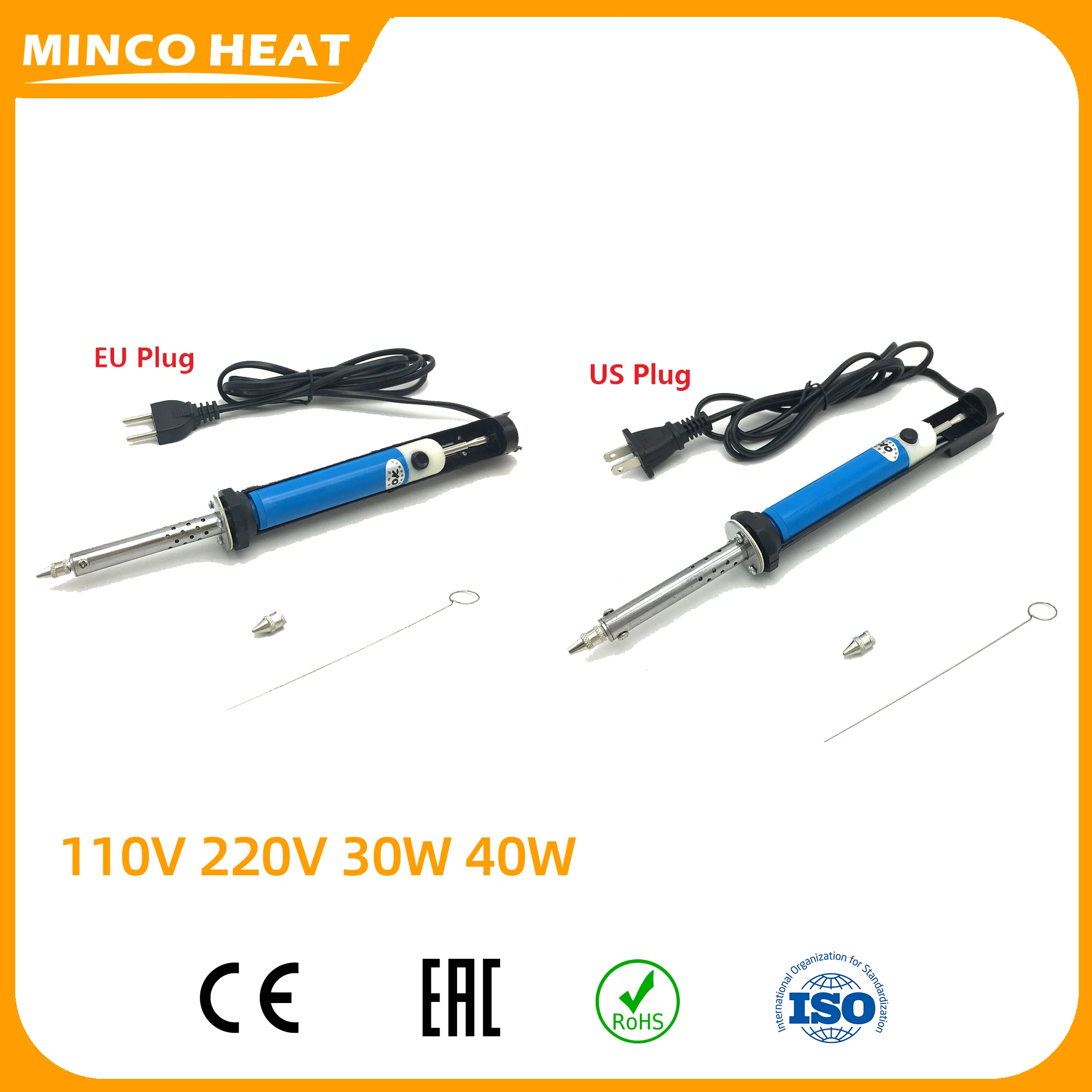 Minco Heat 110V 220V 30W 40W Eu Us Plug 2In1 Electric Soldering Iron Pcb Solder Sucker Desoldering Vacuum Pump Welding Tool Minco Heat 110V 220V 30W 40W Eu Us Plug 2In1 Electric Soldering Iron Pcb Solder Sucker Desoldering Vacuum Pump Welding Tool