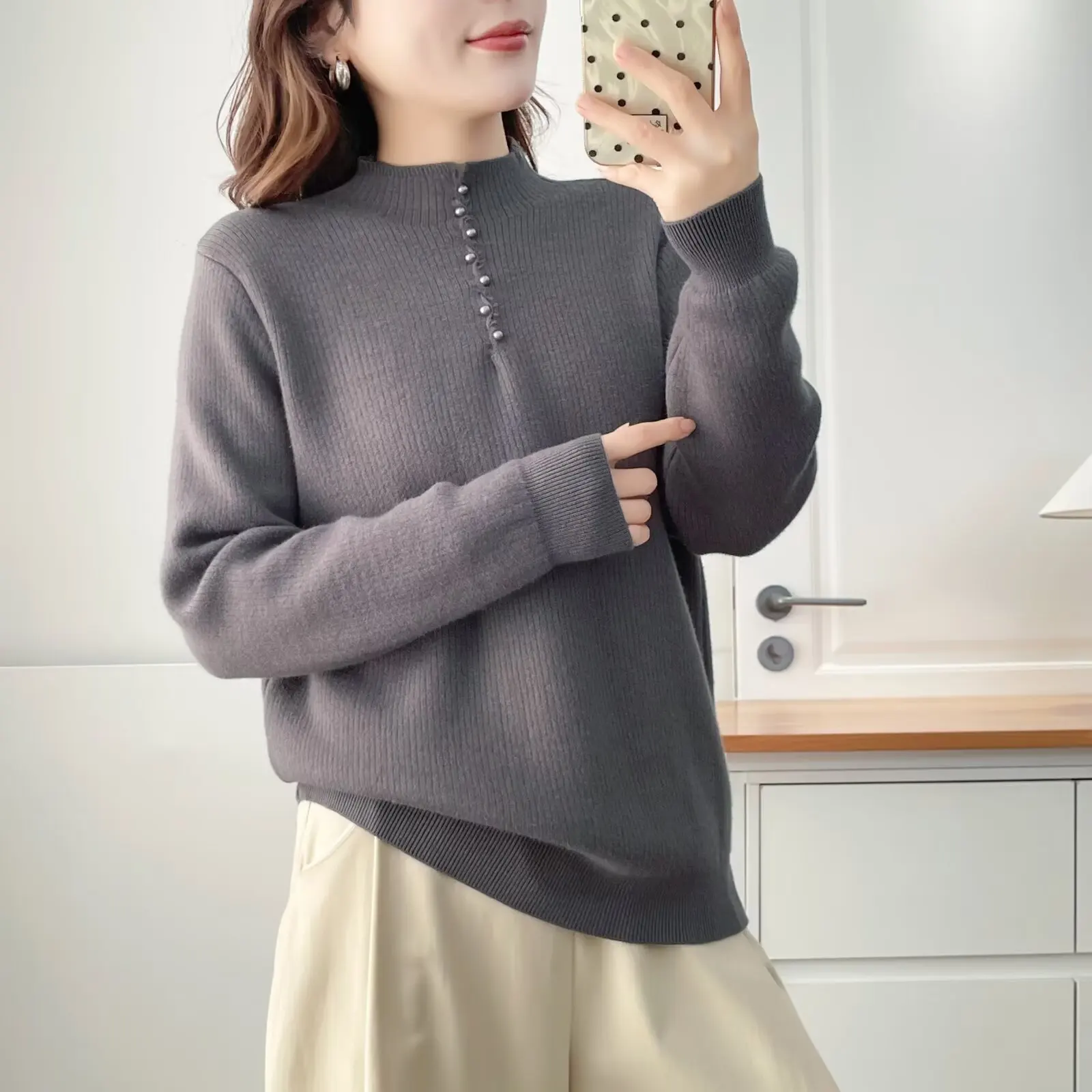 XXXXL Fashion Plus Size Women's Sweaters One-piece Fleece Thickened Warm Pullovers In Autumn And Winter New Style 8525